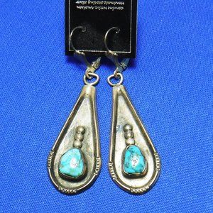 Earrings, Navajo, Sterling Silver, Turquoise, Vin.